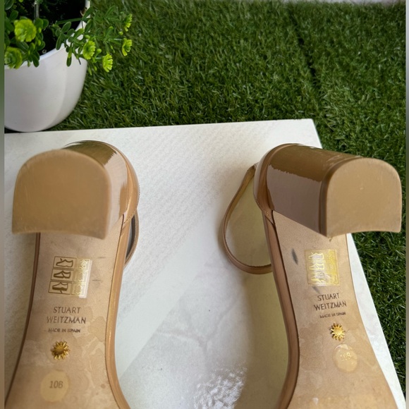 Stuart Weitzman Nearlynude Ankle strap Nude patent leather sandals size 10 women - Picture 13 of 16